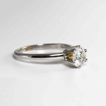 14K White Gold Diamond Solitaire Ring 0.74Ct