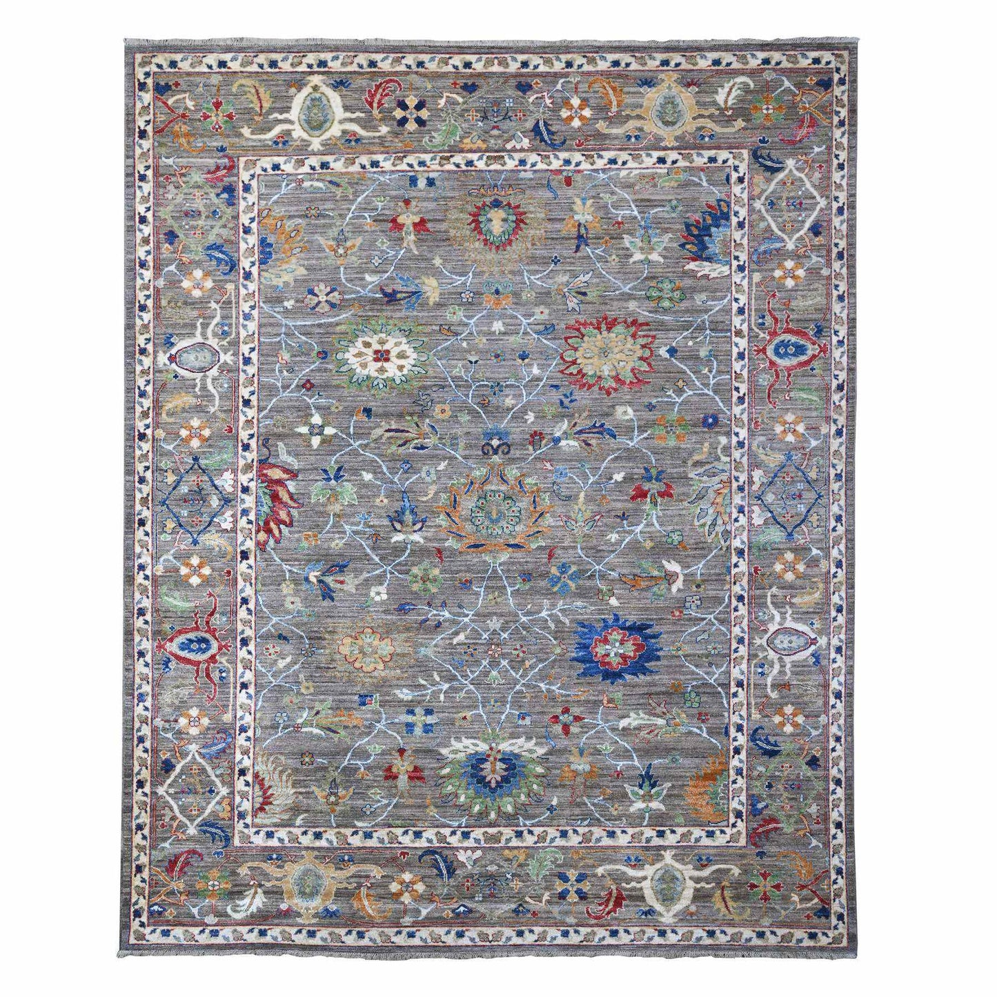 8'1"X10' Gray Aryana Ziegler Mahal Hand Knotted Shiny Wool Oriental Rug