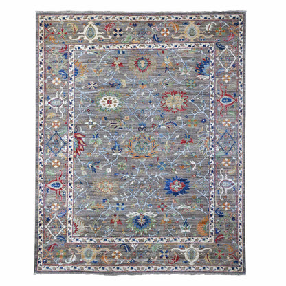 8'1"X10' Gray Aryana Ziegler Mahal Hand Knotted Shiny Wool Oriental Rug