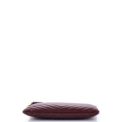 Saint Laurent Classic Monogram Wristlet Pouch Matelasse Chevron Leather Medium