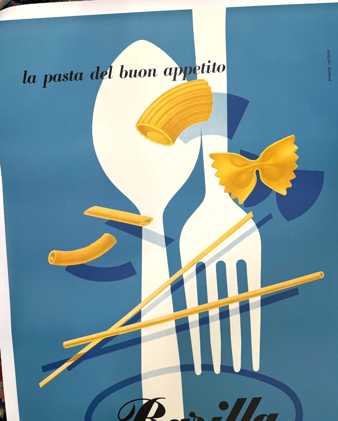 Barilla Pasta Erberto Carboni 1952 Vintage Italian Food Poster 1St Printing