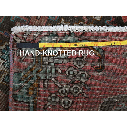 2'5"X9'6" Red Vintage Zoroastrian Tebraz Hand Knotted Pure Wool Runner Rug