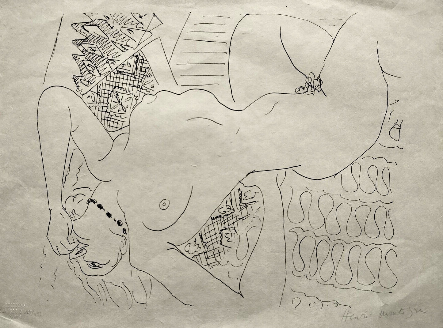 Henri Matisse Lithograph Coa Contract Signed By Hand Numbered In Pencil Crayon