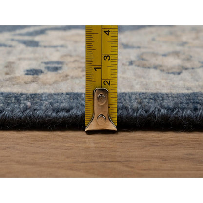 2'X3'1" Navy Blue Oushak Design Wool Hand Knotted Fragment Sample Rug