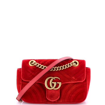 Gucci Gg Marmont Flap Bag Matelasse Velvet Small