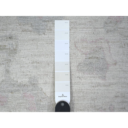 11'4"X15'5" Smoke White Wool Weft Afghan Angora Oushak Xl Oriental Rug