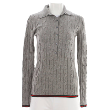 Gucci Women'S Cable Knit Polo Sweater Wool