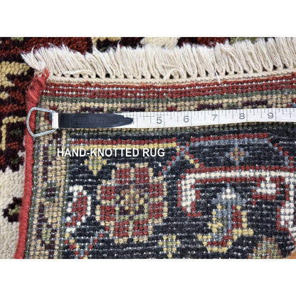 3'10"X6'1" Rich Red, Heris Revival, Hand Knotted Pure Wool, Oriental Rug