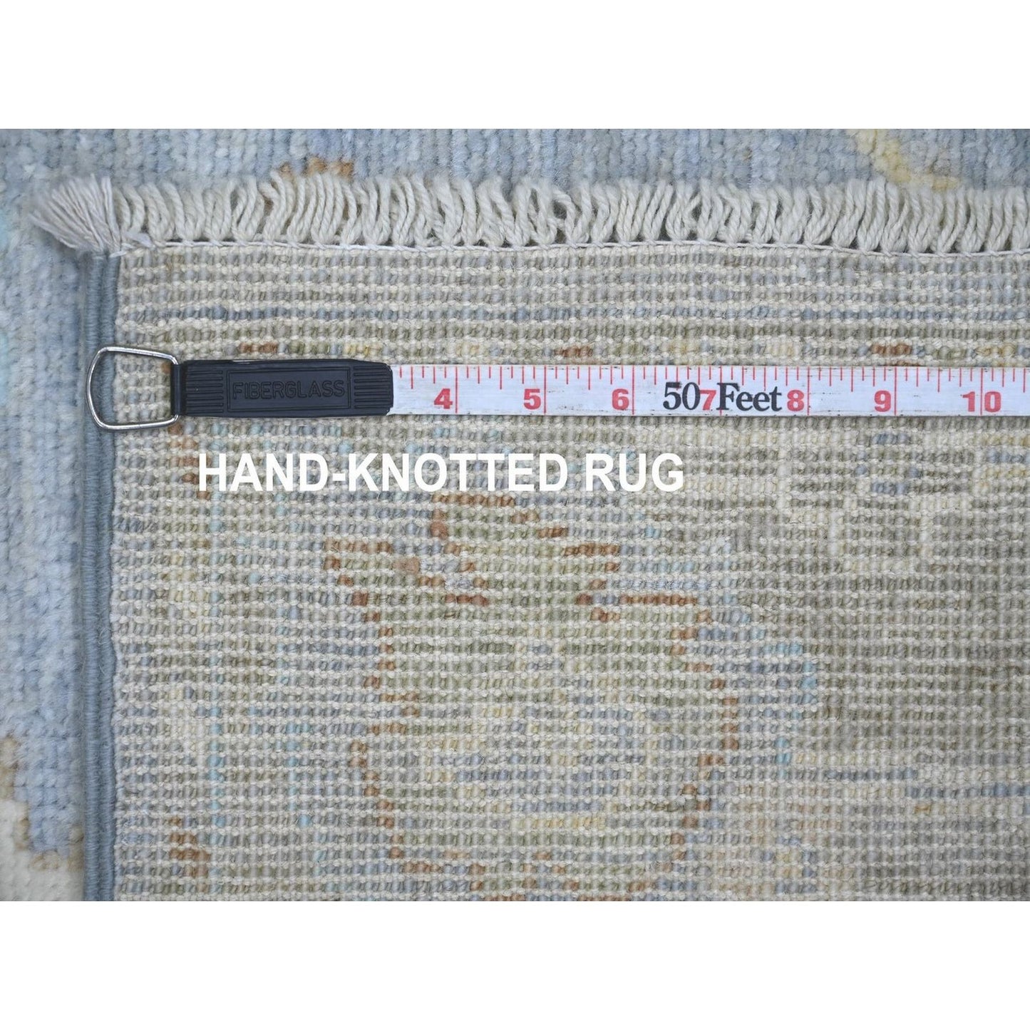 3'10"x6' Flint Gray Hand Knotted Afghan Angora Oushak Leaf Design Wool Rug