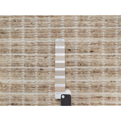 2'2"X3'1" Brown Modern Plain Decor Box Design Wool Loomed Knotted Mat Rug