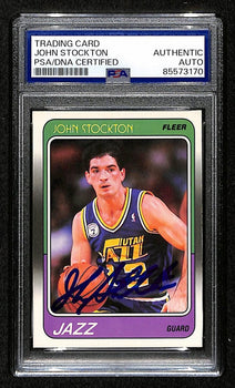 John Stockton Hof Signed/Auto On Card 1988 Fleer Rc Card #115 Psa/Dna 198725