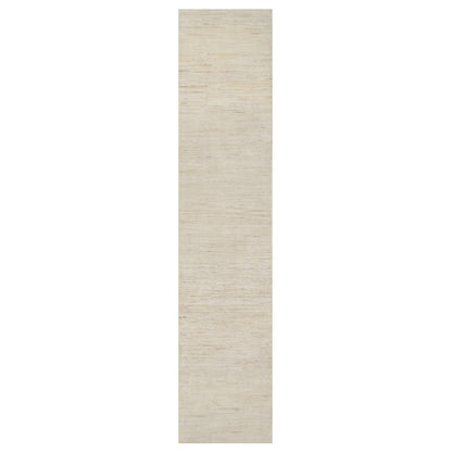 2'6"X11'10" White Modern Lori Buft Gabbeh Wool Hand Knotted Runner Rug