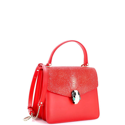 Bvlgari Serpenti Forever Top Handle Bag Leather And Stingray Small