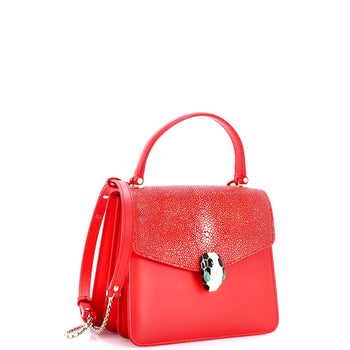 Bvlgari Serpenti Forever Top Handle Bag Leather And Stingray Small