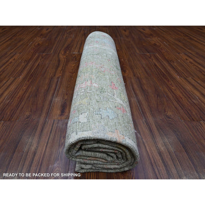 7'8"X9'10" Reseda Gray Afghan Angora Oushak Soft Pile Oriental Rug