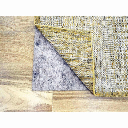 2'8"X8'2" Gold Hand Knotted Oxidized Grass Design Pure Wool Runner Rug