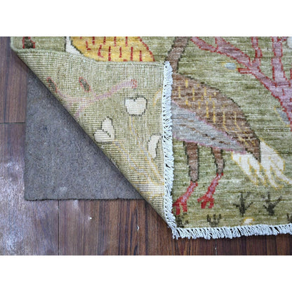 2'9"X6' Laurel Green Wool Hand Knotted Peshawar Runner Oriental Rug