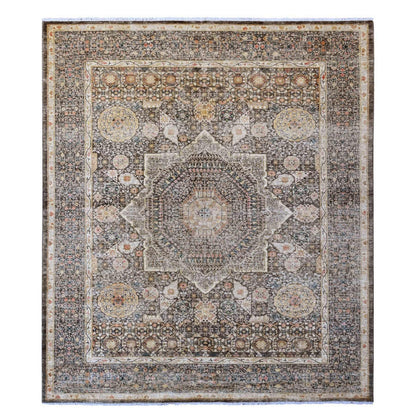8'4"X9'6" Brown 14Th Century Mamluk Dynasty Pattern Hand Knotted Wool Rug