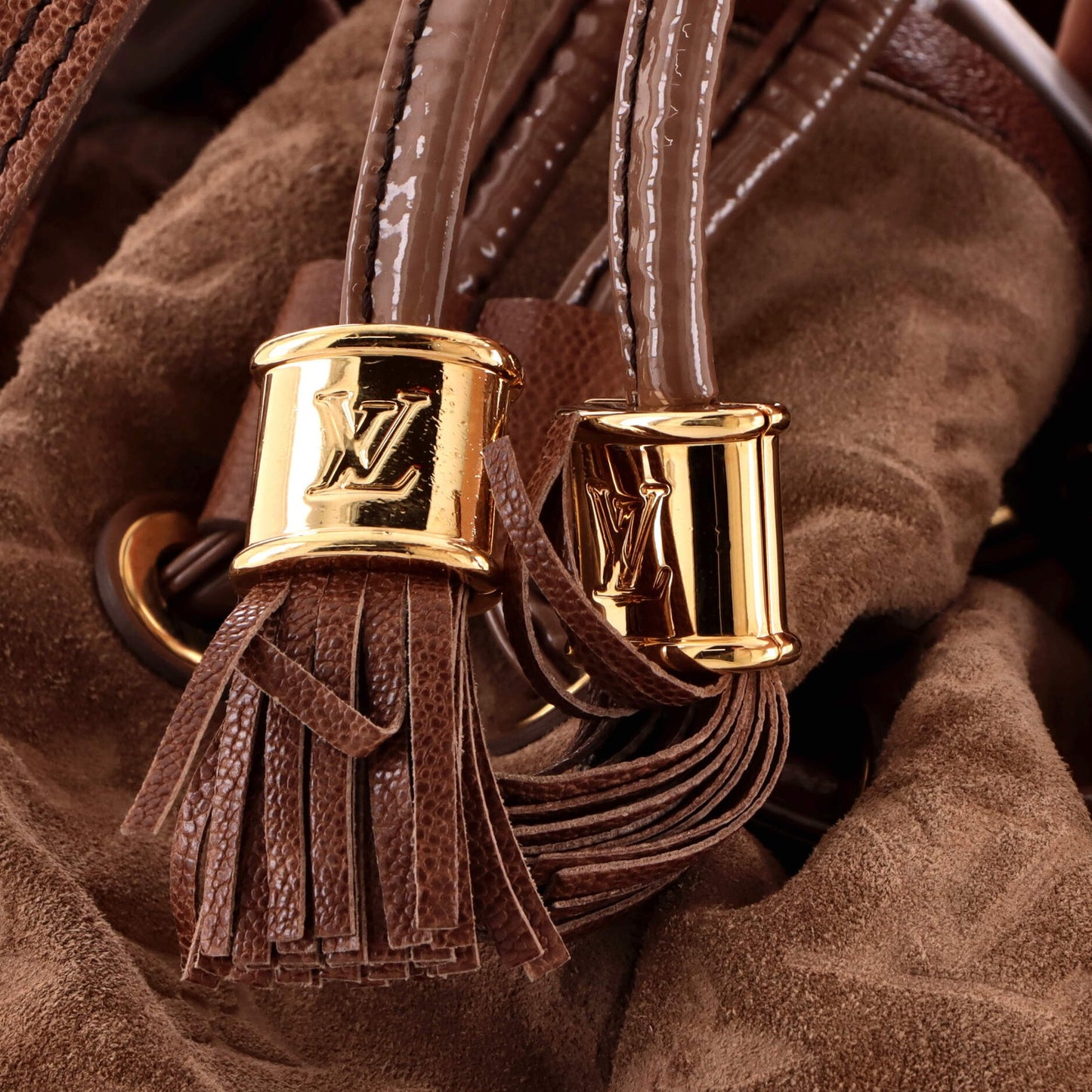 Louis Vuitton Irene Handbag Monogram Embossed Suede And Patent