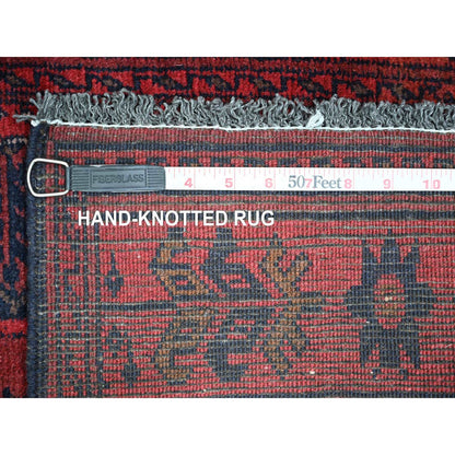 2'4"X7'9" Red Andkhoy Medallion Design 100% Wool Hand Knotted Runner Rug