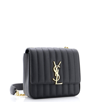 Saint Laurent Vicky Crossbody Bag Vertical Quilted Grainy Leather Medium