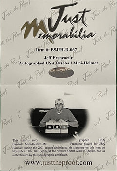 Jeff Francoeur Autographed Team Usa Mini Helmet