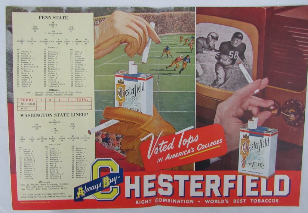 1948 Penn State Nittany Lions Vs. Washington State College Fb Program 137598