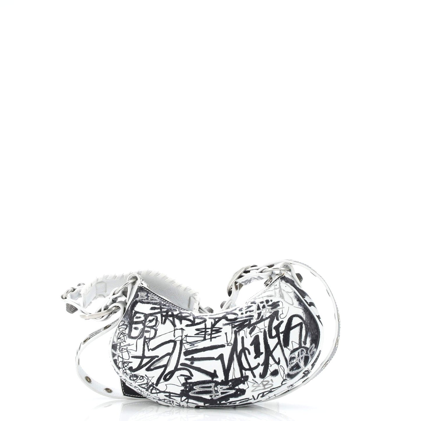 Balenciaga Le Cagole Graffiti Giant Studs Shoulder Bag Leather Mini