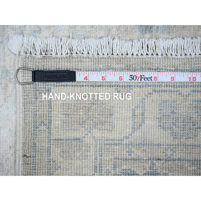 2'5"X23'8" Gray Hand Knotted Pure Wool Stone Wash Peshawar Xl Runner Rug