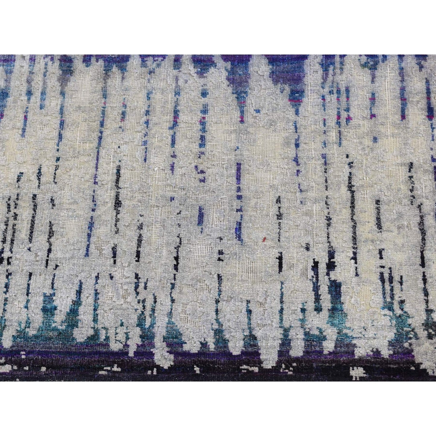 2'5"X8' Medium Gray The Cardiac Sari Silk With Wool Handmade Runner Rug