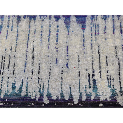 2'5"X8' Medium Gray The Cardiac Sari Silk With Wool Handmade Runner Rug