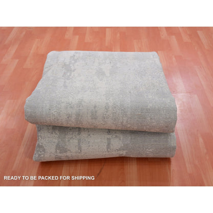 10'X14'1" Jubilee Gray Modern Abstract Design Hand Knotted Wool Silk Rug