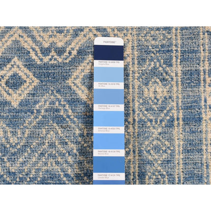 7'10"X9'8" Medium Sapphire Blue Pure Woolfine Peshawar Hand Knotted Rug