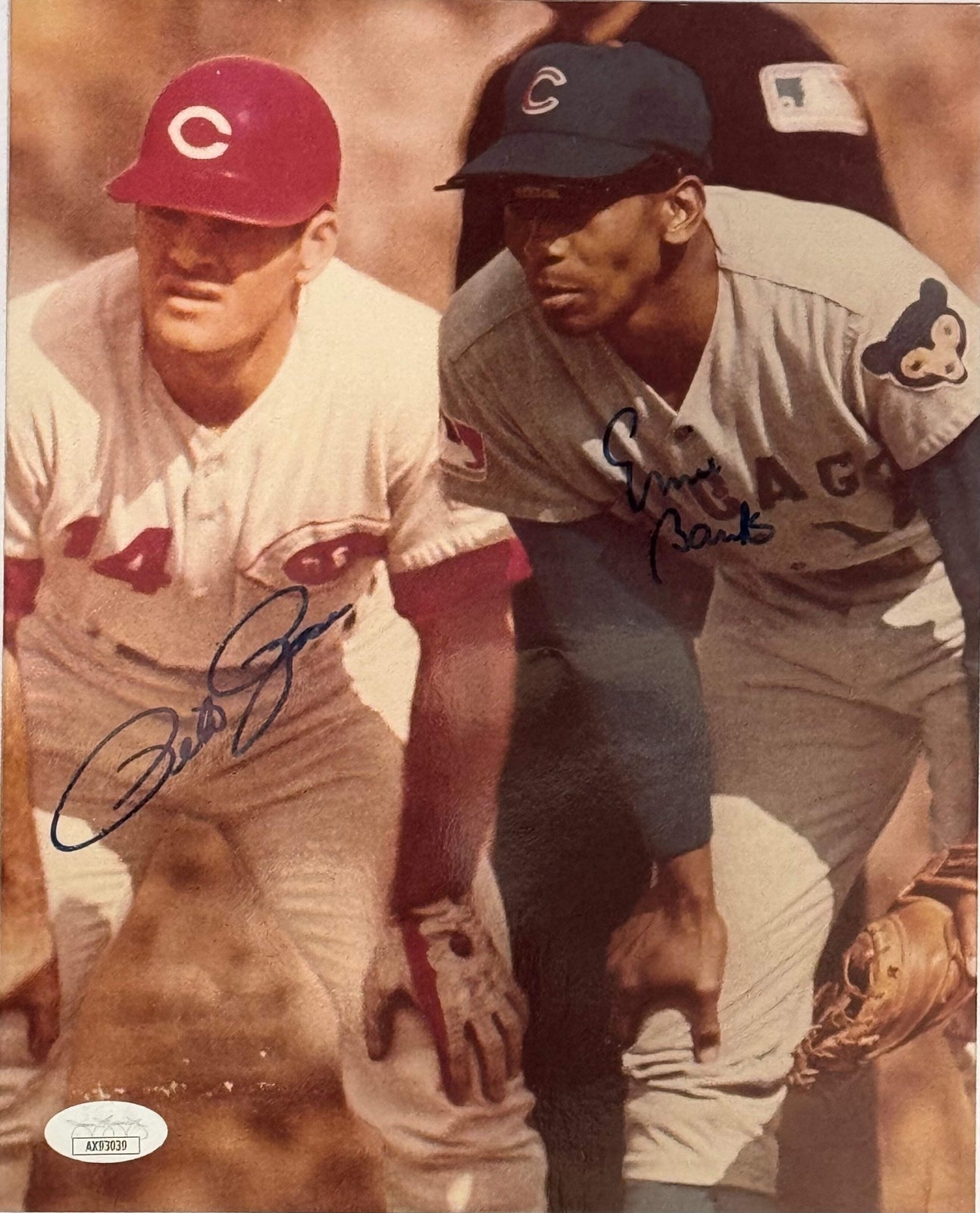 Pete Rose & Ernie Banks Autographed 8X10 Photo (Jsa)