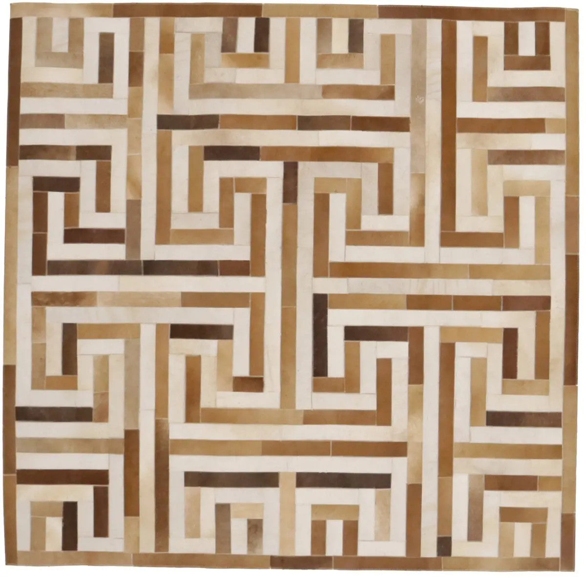 Cowhide leather rug modern square design contemporary carpet ft 6x6 ft