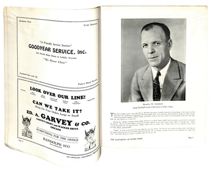 11/12/1932 Northwestern Vs. Notre Dame Program