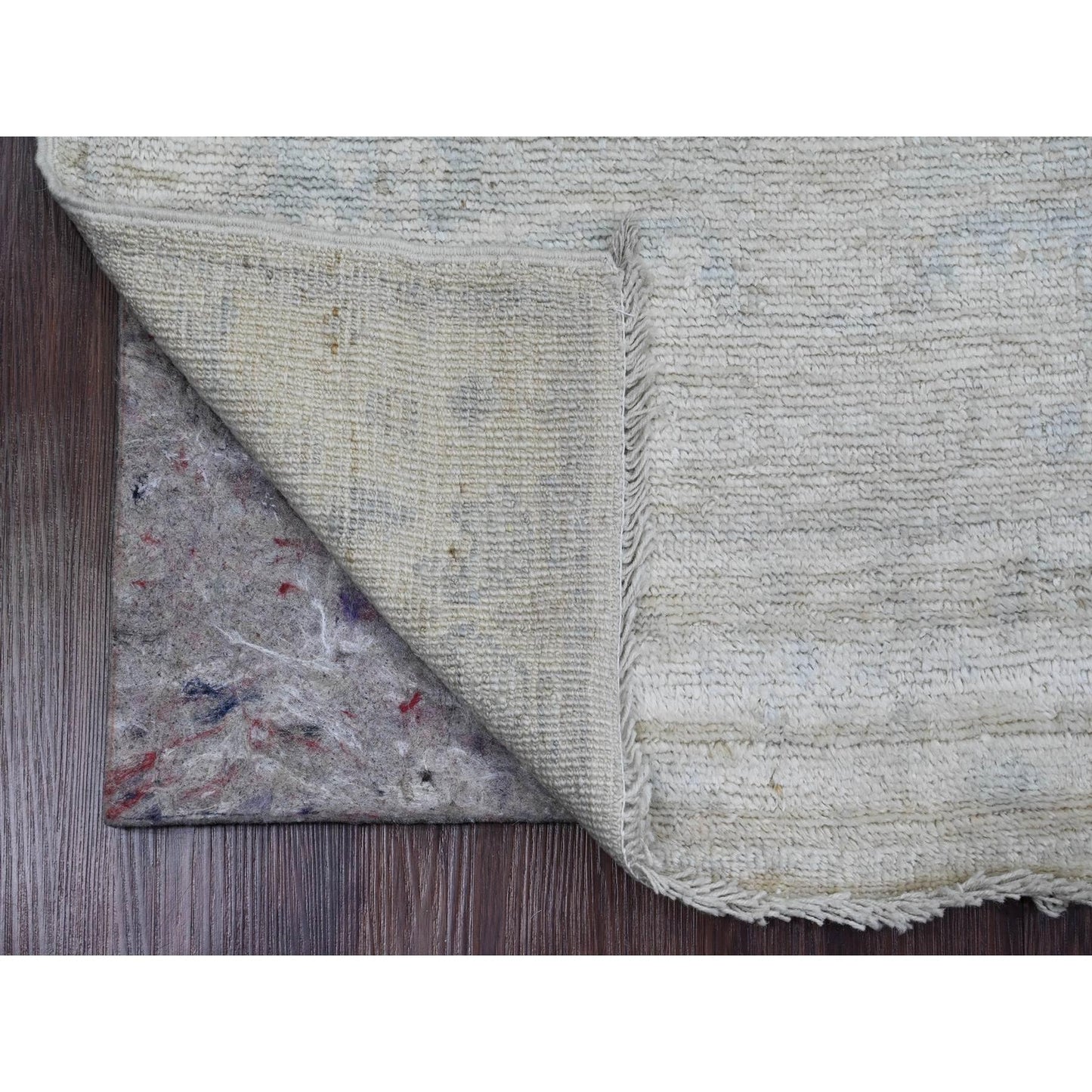 2'8"X7'10" White Hand Knotted Afghan Angora Oushak Pure Wool Runner Rug