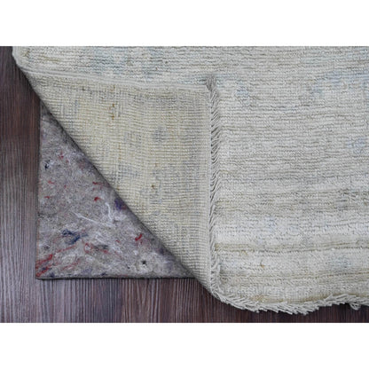2'8"X7'10" White Hand Knotted Afghan Angora Oushak Pure Wool Runner Rug