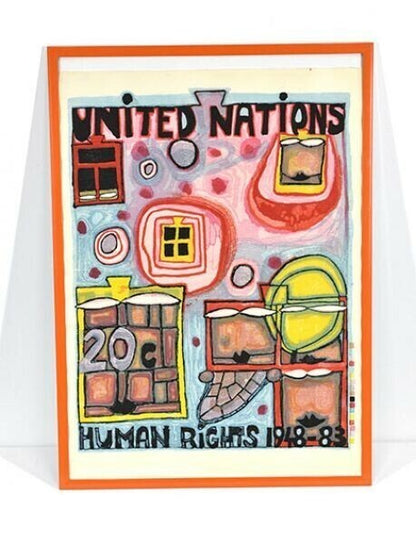 Friedensreich Hundertwasser (Austria, 1928-2000) Original Woodblock Print Framed