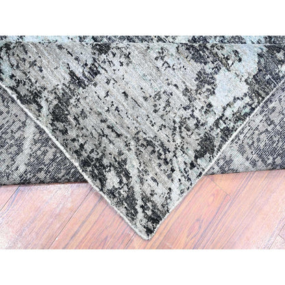 8'10"X12'9" Cloud Gray Modern Galaxy Design Pure Wool Hand Knotted Rug