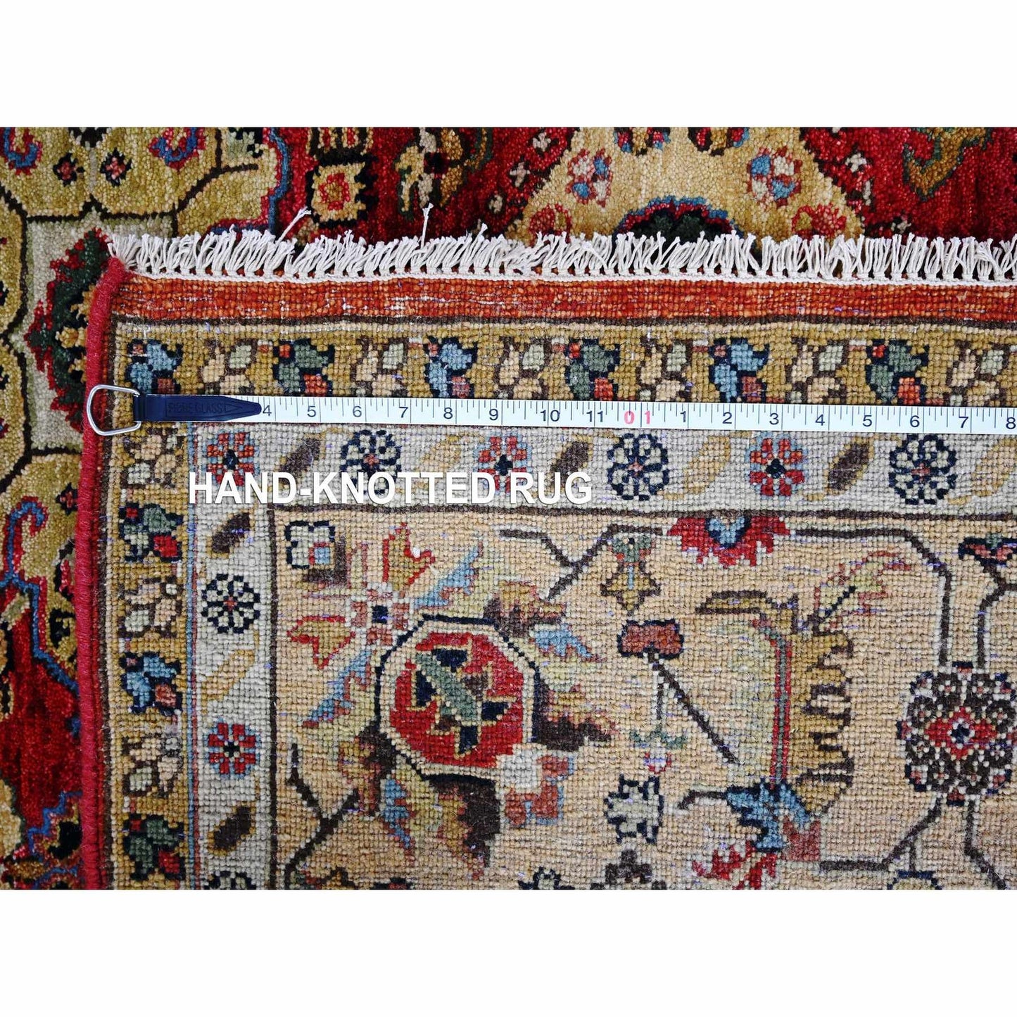 8'X8' Fire Brick Red Hand Knotted Wool Karajeh Design Square Oriental Rug