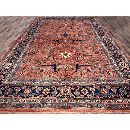 10'1"X13'10" Red Aryana Grade Bijar Garus Design All Wool Hand Knotted Rug