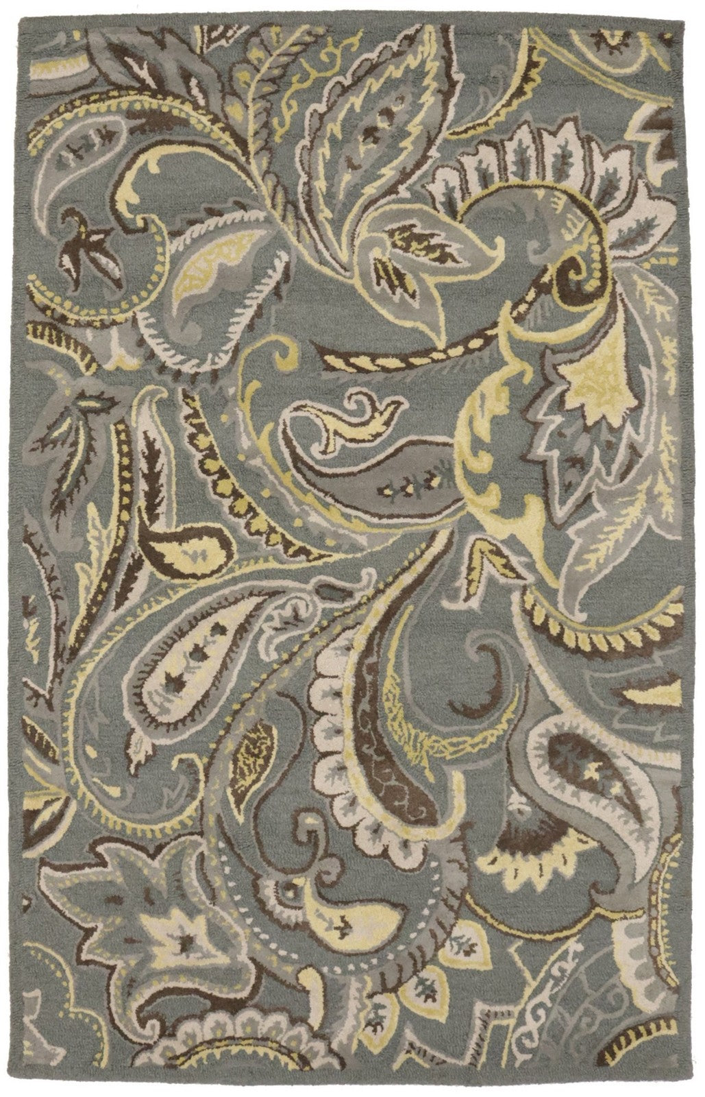 Hand Tufted Modern Gray Paisley Floral Foyer Living Room Carpet 5X8