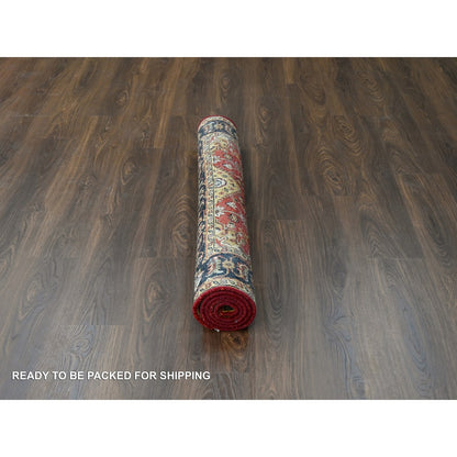 4'1"X6' Red And Black Karjihooz Design Wool Hand Knotted Oriental Rug