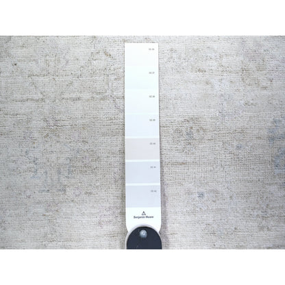 3'10"X11'2" White Diamond Hand Knotted White Wash Peshawar Runner Rug