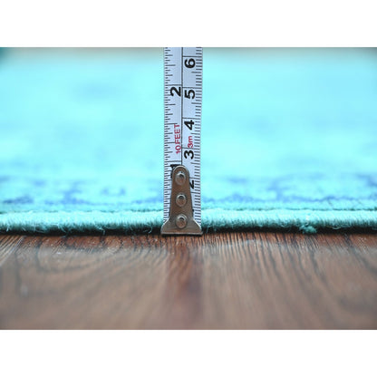 4'8"X6'6" Blue Overdyed Kazak Tribal Design 100% Wool Hand Knotted Rug