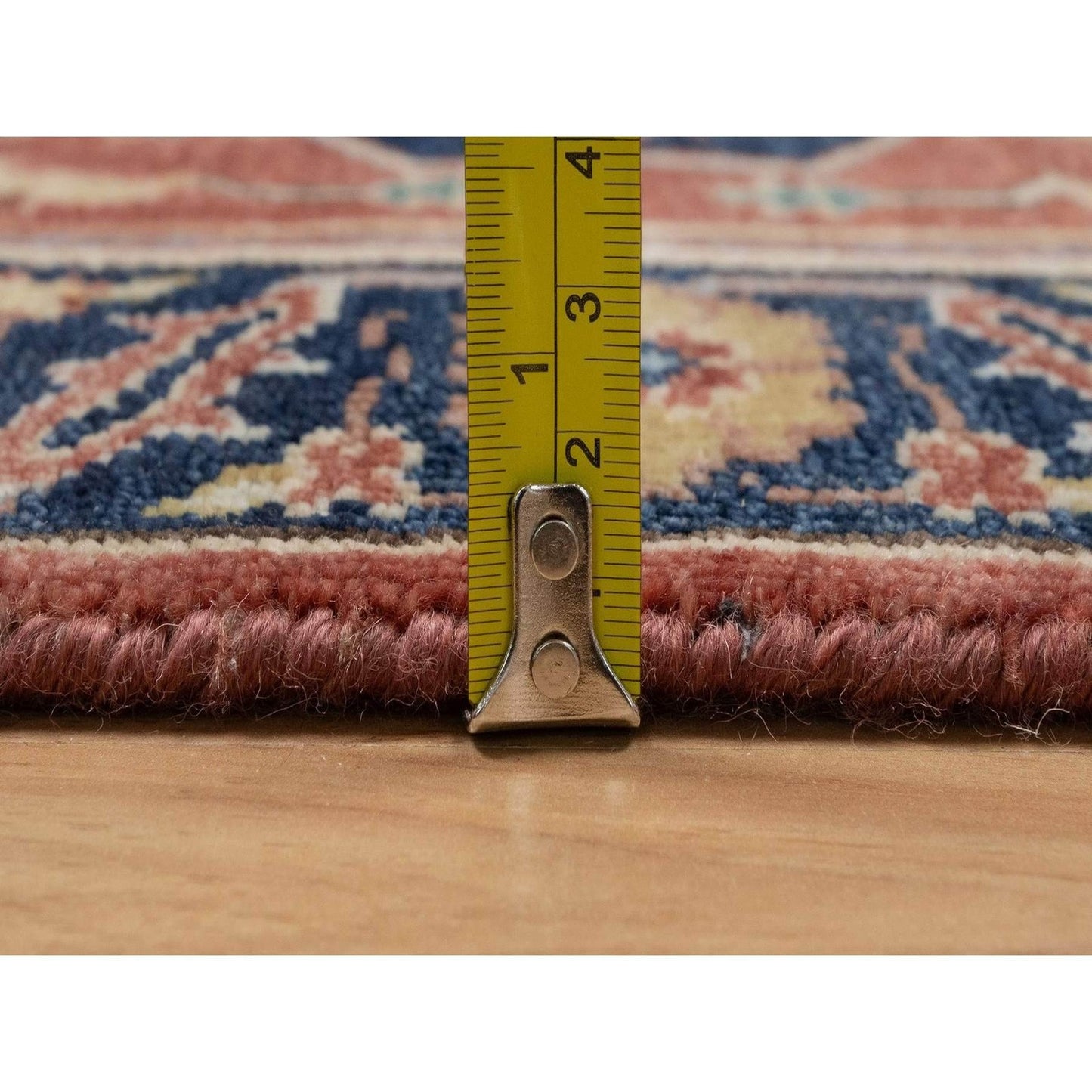 2'1"X3'2" Red Antiqued Heris Hand Knotted New Zealand Wool Sample Mat Rug