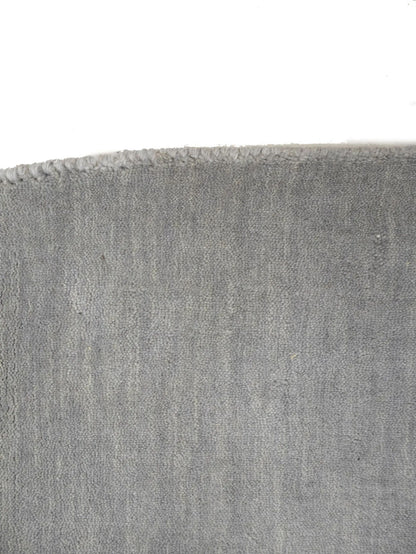 Gray Solid Hand-Loomed 6X6 Gabbeh Wool Round Rug