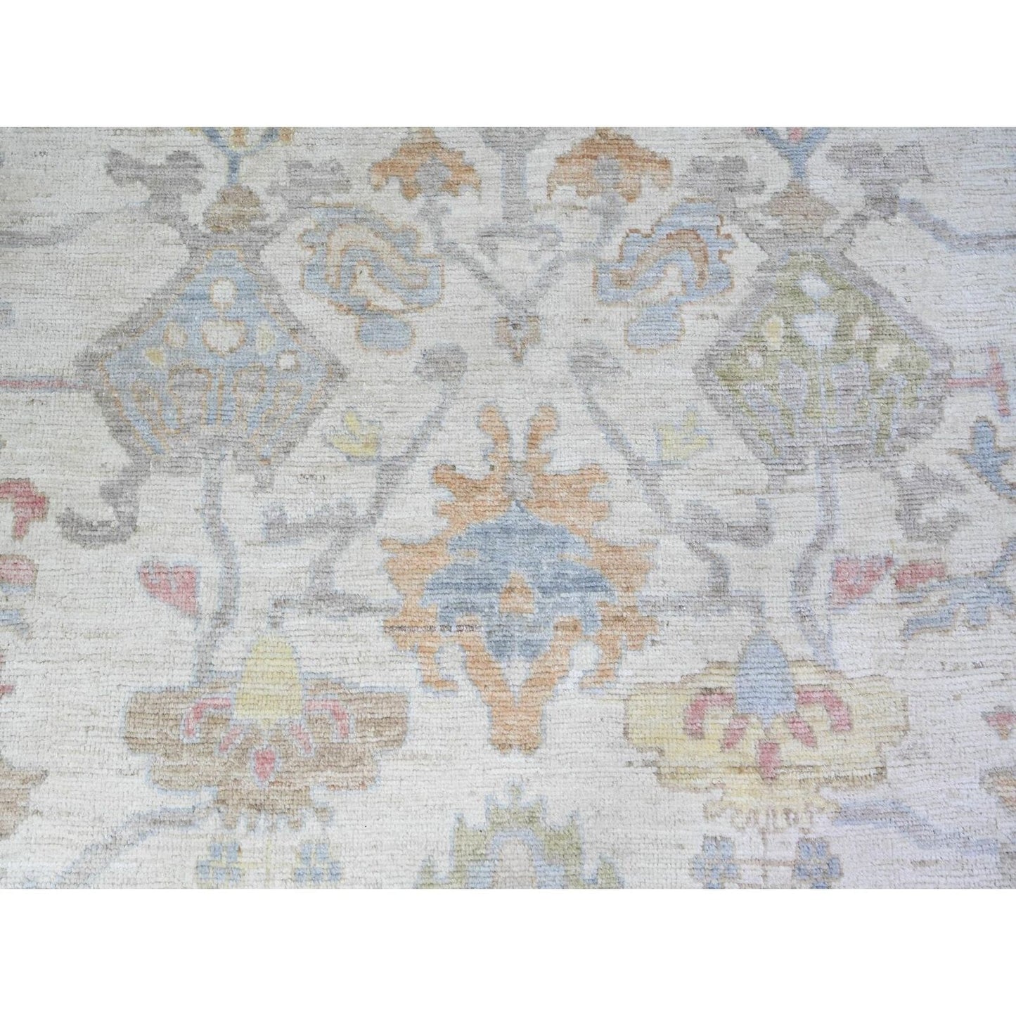12'2"X16' Ivory Afghan Angora Oushak Hand Knotted Wool Oversized Rug