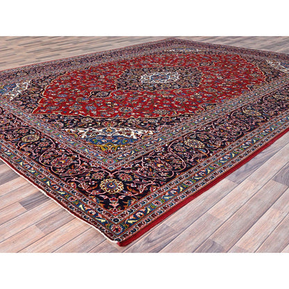 10'1"X13' Angels Red Hand Knotted Vintage Kishoon All Wool Oriental Rug